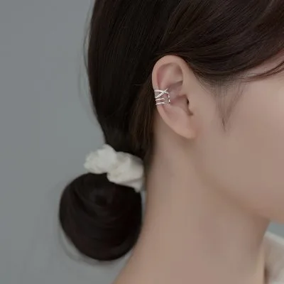 Bông Tai Bạc Nữ đính đá CZ Giả Kẹp Vành Tai Inaya LILI 132032 3