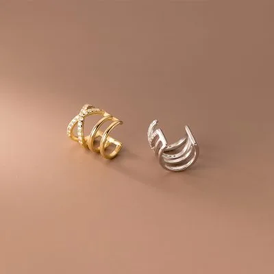 Bông Tai Bạc Nữ đính đá CZ Giả Kẹp Vành Tai Inaya LILI 132032 4