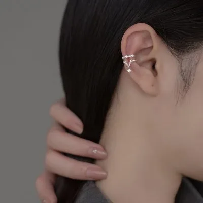 Bông Tai Bạc Nữ đính đá CZ Giả Kẹp Vành Tai ánh Sao Andie LILI 132025 2