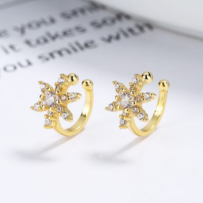 Bông Tai Bạc Nữ đính đá CZ Giả Kẹp Vành Tai Ngôi Sao 6 Cánh Isla LILI 132184 2