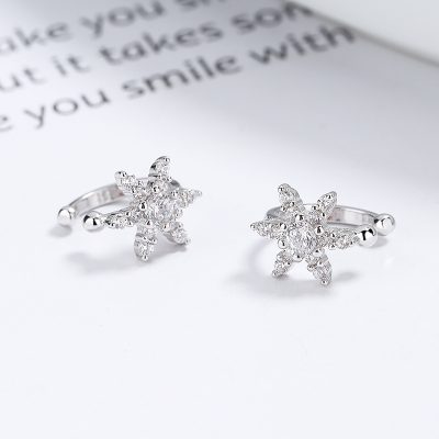 Bông Tai Bạc Nữ đính đá CZ Giả Kẹp Vành Tai Ngôi Sao 6 Cánh Isla LILI 132184 3