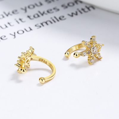 Bông Tai Bạc Nữ đính đá CZ Giả Kẹp Vành Tai Ngôi Sao 6 Cánh Isla LILI 132184 4