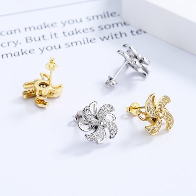 Bông Tai Bạc Nữ đính đá CZ Hình Chong Chóng Sophia LILI 132227 1