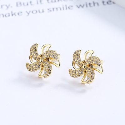 Bông Tai Bạc Nữ đính đá CZ Hình Chong Chóng Sophia LILI 132227 5