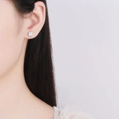 Bông Tai Bạc Nữ đính đá CZ Hình Cỏ 4 Lá Aurora LILI 132194 4