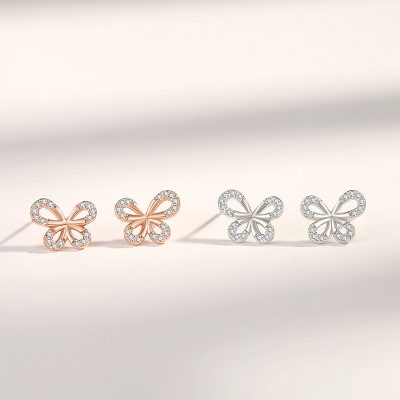 Bông Tai Bạc Nữ đính đá CZ Hình Hồ điệp Amaris LILI 132546 1