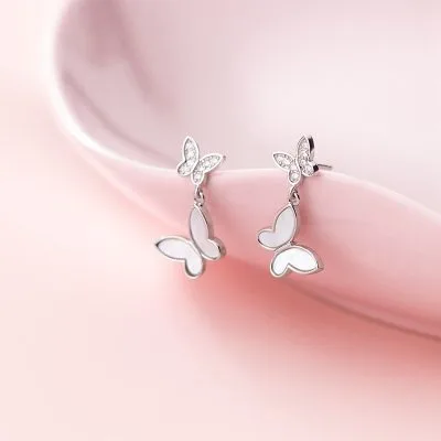 Bông Tai Bạc Nữ đính đá CZ Hình Hồ điệp Kya LILI 131823 3