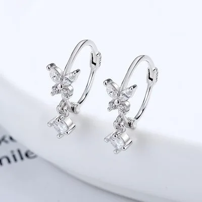 Bông Tai Bạc Nữ đính đá CZ Hình Hồ điệp Lily LILI 132329 1