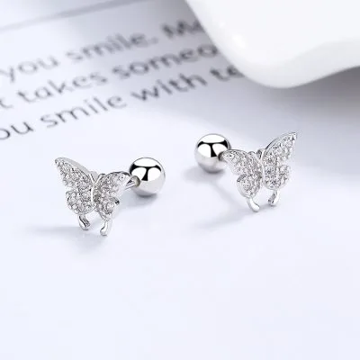 Bông Tai Bạc Nữ đính đá CZ Hình Hồ điệp Luna LILI 132175 5