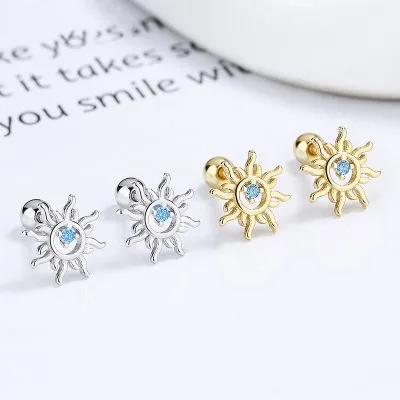 Bông Tai Bạc Nữ đính đá CZ Hình Mặt Trời Liberty LILI 132363 1