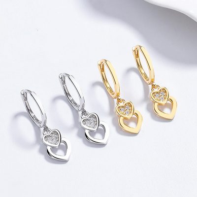 Bông Tai Bạc Nữ đính đá CZ Hình Trái Tim Clara LILI 132157 1