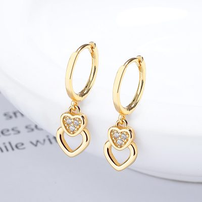 Bông Tai Bạc Nữ đính đá CZ Hình Trái Tim Clara LILI 132157 2