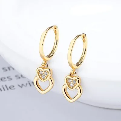 Bông Tai Bạc Nữ đính đá CZ Hình Trái Tim Clara LILI 132157 2