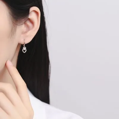 Bông Tai Bạc Nữ đính đá CZ Hình Trái Tim Clara LILI 132157 3