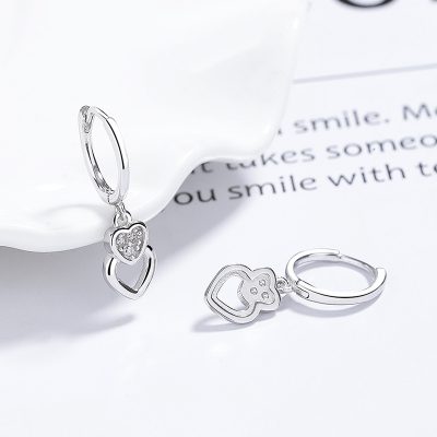 Bông Tai Bạc Nữ đính đá CZ Hình Trái Tim Clara LILI 132157 4