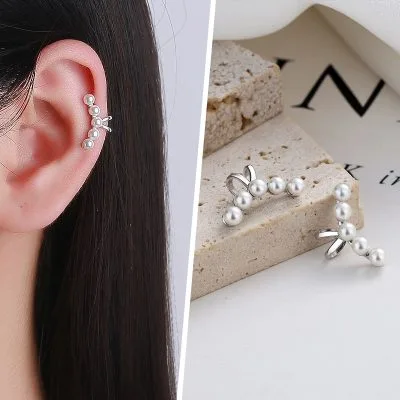 Bông Tai Bạc Nữ đính Ngọc Trai Kẹp Vành Tai Kimora LILI 132594 1