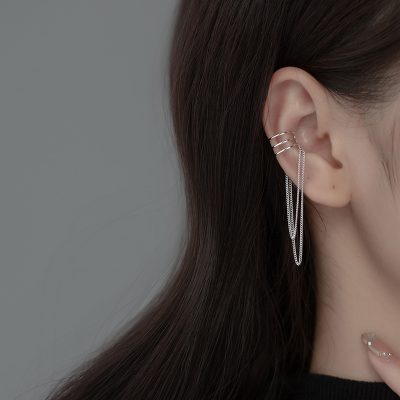 Bông Tai Bạc Nữ Giả Kẹp Vành Tai Chuỗi Dây Dài Dania LILI 132042 1
