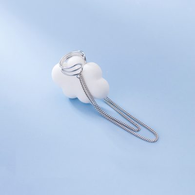 Bông Tai Bạc Nữ Giả Kẹp Vành Tai Chuỗi Dây Dài Dania LILI 132042 4