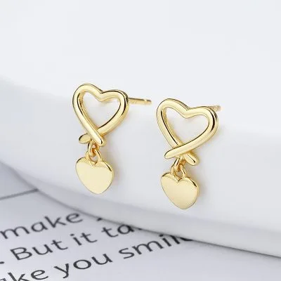 Bông Tai Bạc Nữ Hình Trái Tim Cách điệu Raina LILI 132717 4