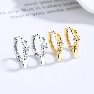 Bông Tai Bạc Nữ Nam đính đá CZ Eloise LILI 132148 1