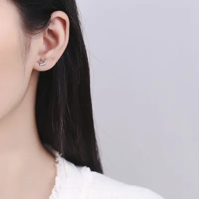 Bông Tai Bạc Nữ Nam đính đá CZ Hình Vương Miện Iris LILI 132166 3