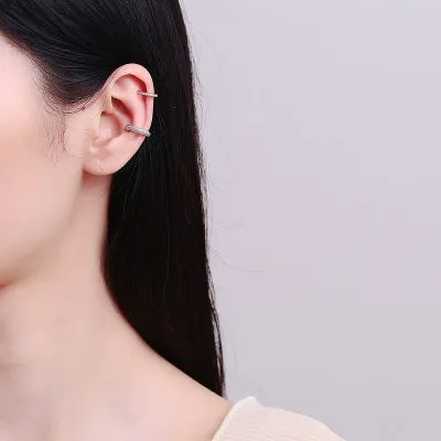 Bông Tai Bạc Nữ Nam đính đá CZ Kẹp Vành Chữ C August LILI 132565 3