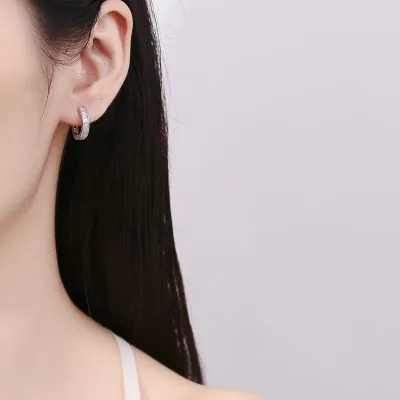 Bông Tai Bạc Nữ Nam đính đá CZ Tròn Daphne LILI 132206 3
