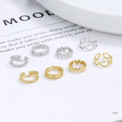 Bông Tai Bạc Nữ Nam Giả Kẹp Vành Tai Marleigh LILI 132690 1