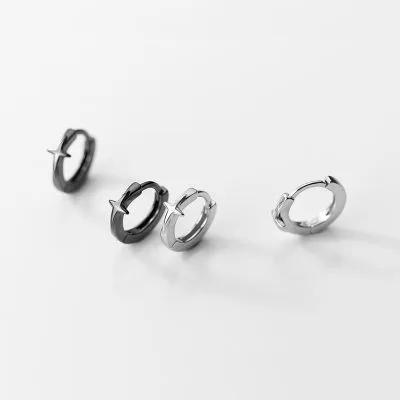 Bông Tai Bạc Nữ Nam Tròn Cỡ Nhỏ Hình ánh Sao Miley LILI 132015 1