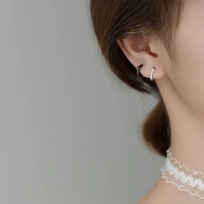 Bông Tai Bạc Nữ Nam Tròn Cỡ Nhỏ Hình ánh Sao Miley LILI 132015 4