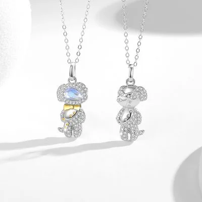 Dây Chuyền Bạc đôi đính đá CZ Cún Phi Hành Gia Aspen LILI 131585 1
