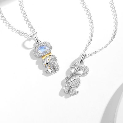 Dây Chuyền Bạc đôi đính đá CZ Cún Phi Hành Gia Aspen LILI 131585 3