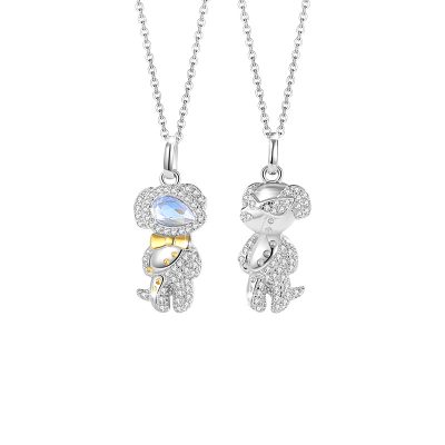 Dây Chuyền Bạc đôi đính đá CZ Cún Phi Hành Gia Aspen LILI 131585 5