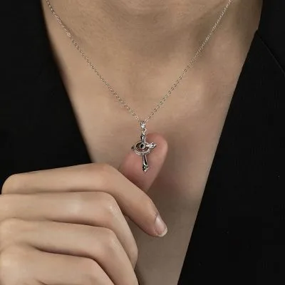 Dây Chuyền Bạc Nam đính đá CZ Hình Thánh Giá Chữ T Chữ Thập Kyren LILI 131731 2