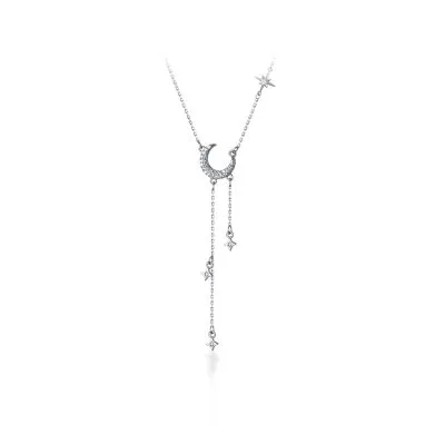 Dây Chuyền Bạc Nữ Choker đính đá CZ Trăng Và Sao Gemma LILI 131172 5