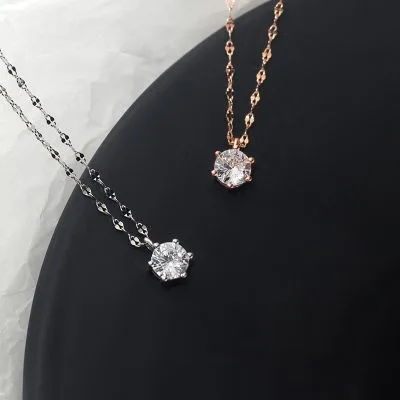 Dây Chuyền Bạc Nữ đính đá CZ 1 Hột đơn Giản Reese LILI 131162 1