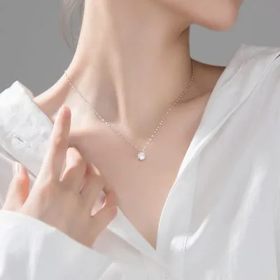 Dây Chuyền Bạc Nữ đính đá CZ 1 Hột đơn Giản Reese LILI 131162 4