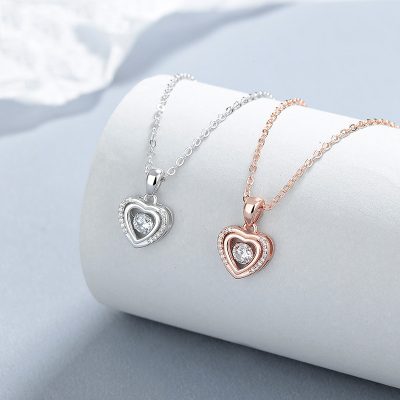 Dây Chuyền Bạc Nữ đính đá CZ đá Nhảy Hình Trái Tim River LILI 131366 1