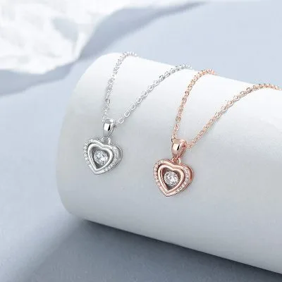 Dây Chuyền Bạc Nữ đính đá CZ đá Nhảy Hình Trái Tim River LILI 131366 1