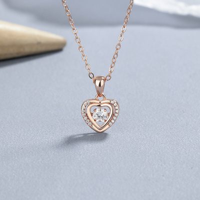 Dây Chuyền Bạc Nữ đính đá CZ đá Nhảy Hình Trái Tim River LILI 131366 2