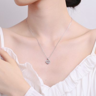 Dây Chuyền Bạc Nữ đính đá CZ đá Nhảy Hình Trái Tim River LILI 131366 3
