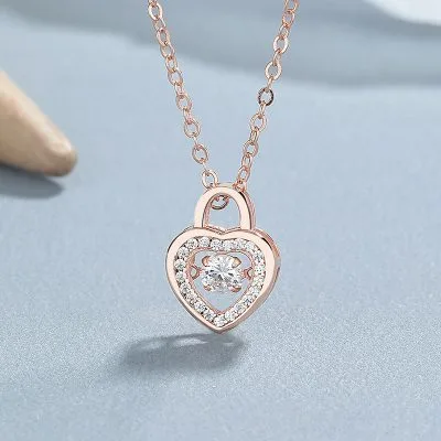 Dây Chuyền Bạc Nữ đính đá CZ đá Nhảy Khóa Tình Yêu Molly LILI 131525 2