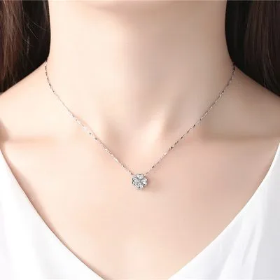 Dây Chuyền Bạc Nữ đính đá CZ Hình Cỏ 4 Lá Alana LILI 131240 4