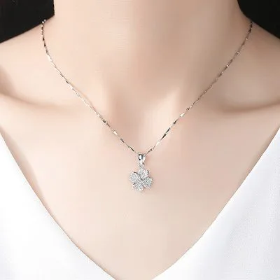 Dây Chuyền Bạc Nữ đính đá CZ Hình Cỏ 4 Lá Ariella LILI 131247 4
