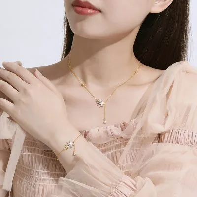Dây Chuyền Bạc Nữ đính đá CZ Hình Hoa Hướng Dương Norah LILI 131298 2