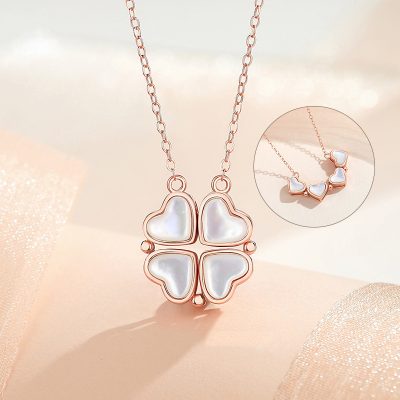 Dây Chuyền Bạc Nữ đính đá CZ Trái Tim Cỏ 4 Lá Lilah LILI 131282 1