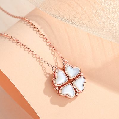 Dây Chuyền Bạc Nữ đính đá CZ Trái Tim Cỏ 4 Lá Lilah LILI 131282 2