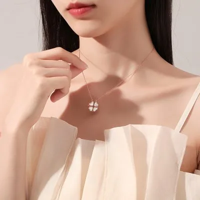Dây Chuyền Bạc Nữ đính đá CZ Trái Tim Cỏ 4 Lá Lilah LILI 131282 3