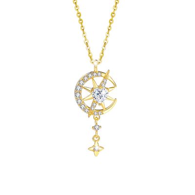 Dây Chuyền Bạc Nữ đính đá CZ Trăng Và Sao Alora LILI 131290 5