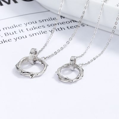 Dây Chuyền đôi Bạc Cành Hồng Tình Yêu Saylor LILI 131594 1